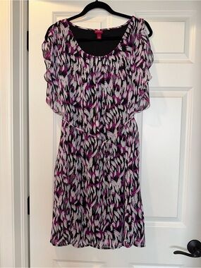 Merona Pink & Black dress with tie Sz L